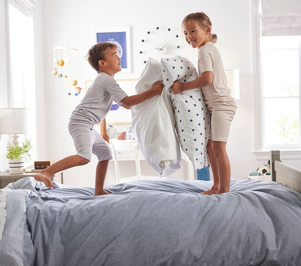 Chambray Reversible Organic Quilt Cover & Pillowcases Pottery Barn